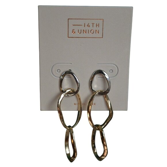 14th & Union Gold & Silver Tone Mixed Metal Linked Drop Earrings Nickel Free - Picture 5 of 5